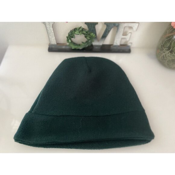 Vintage Reebok OSFA Cuffless Green Unisex Hat Beanie One Size Gold Logo EUC - Picture 12 of 16